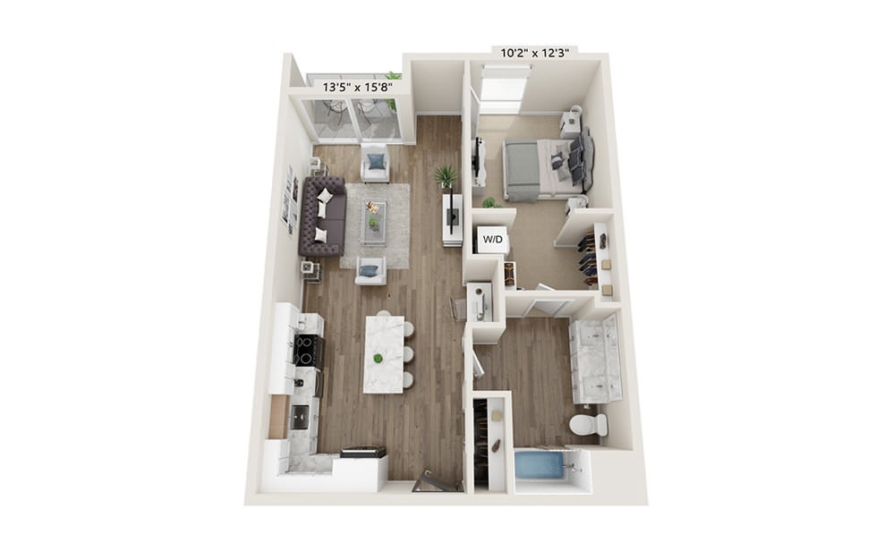 A-4 - 1 bedroom floorplan layout with 1 bath and 792 square feet.